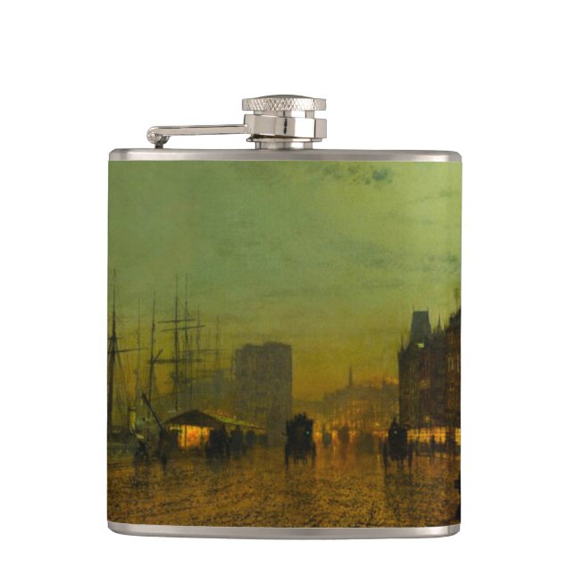 John Atkinson Grimshaw Glasgow Docks Flask (Front)