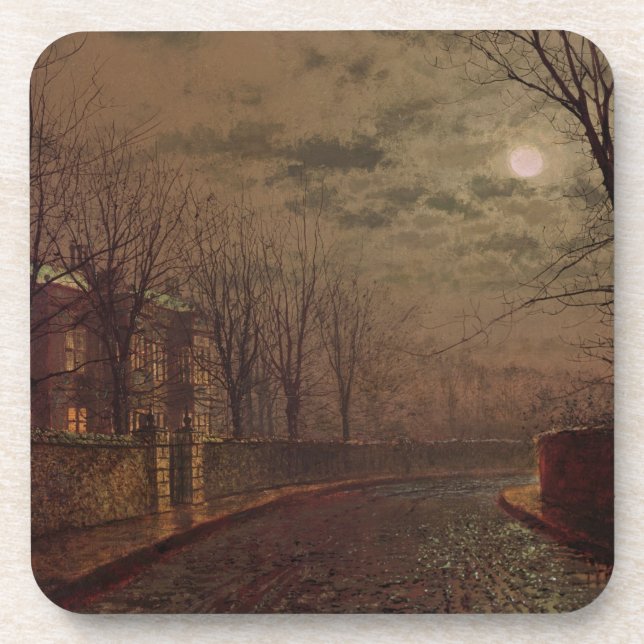 John Atkinson Grimshaw | Moonlit Street Scene, 188 Beverage Coaster (Front)