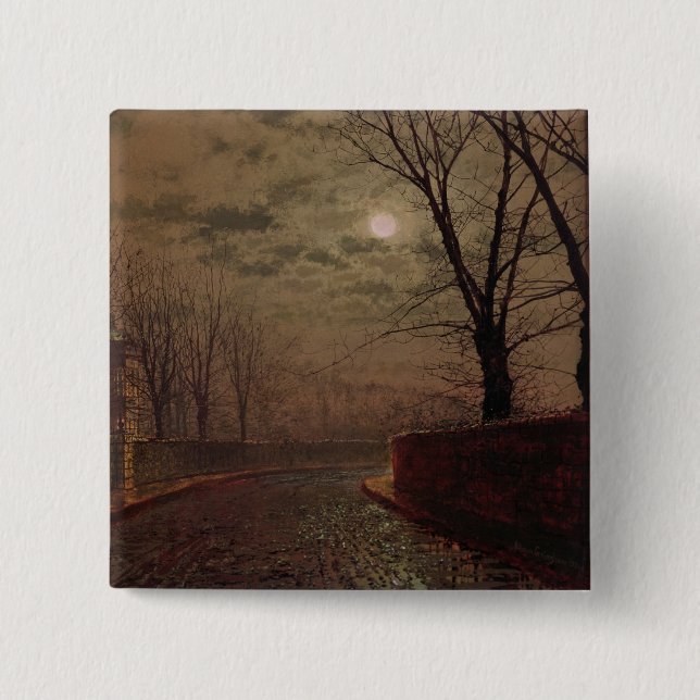 John Atkinson Grimshaw | Moonlit Street Scene, 188 Button (Front)