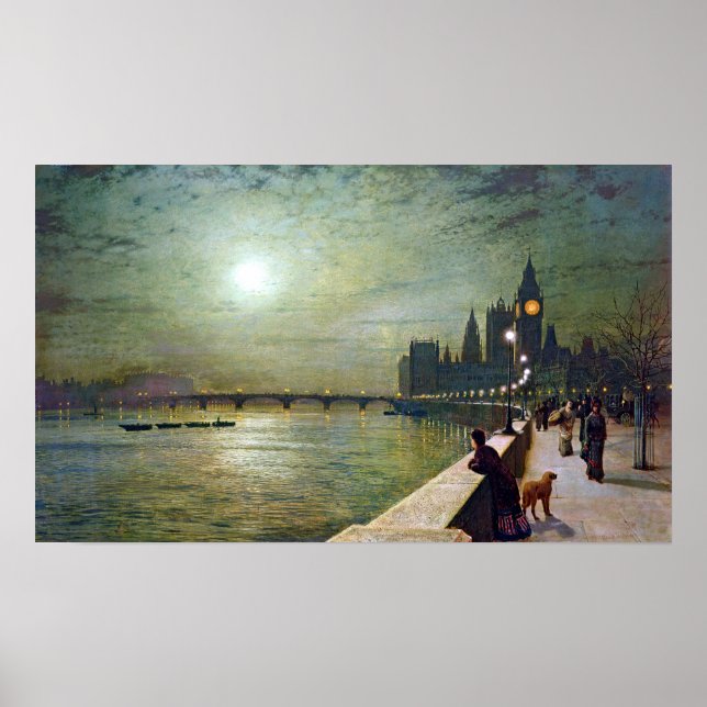 John Atkinson Grimshaw Reflections on the Thames Poster (Front)