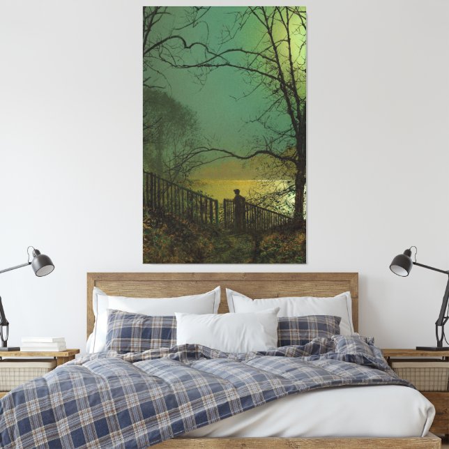 John Atkinson Grimshaw - Roundhay Park Lake Canvas Print (Insitu(Bedroom))