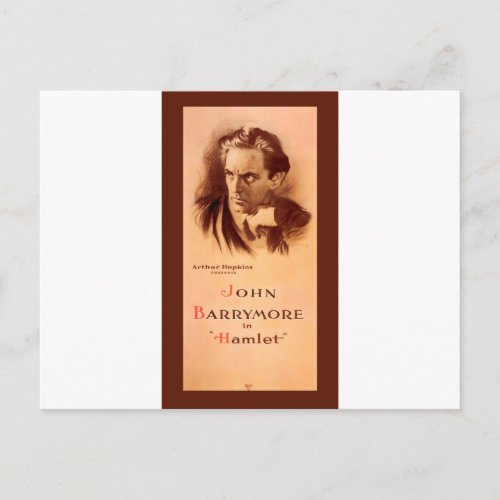 John Barrymore In Hamlet Broadway 1922 Postcard