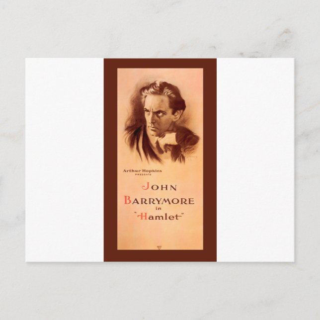 John Barrymore In Hamlet Broadway 1922 Postcard (Front)