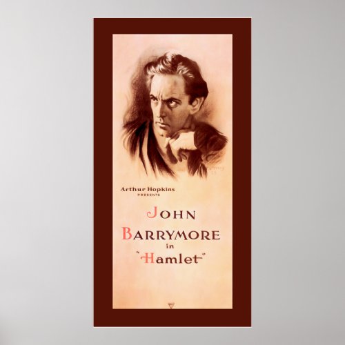 John Barrymore in Hamlet Broadway 1922 Poster