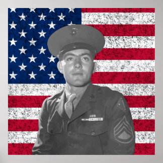 John Basilone and The American Flag Poster