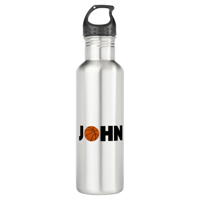 John Basketball Stainless Steel Water Bottle (Front)