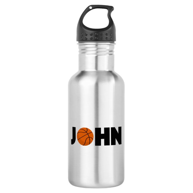 John Basketball Stainless Steel Water Bottle (Front)