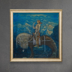 John Bauer A knight from Among Gnomes Poster