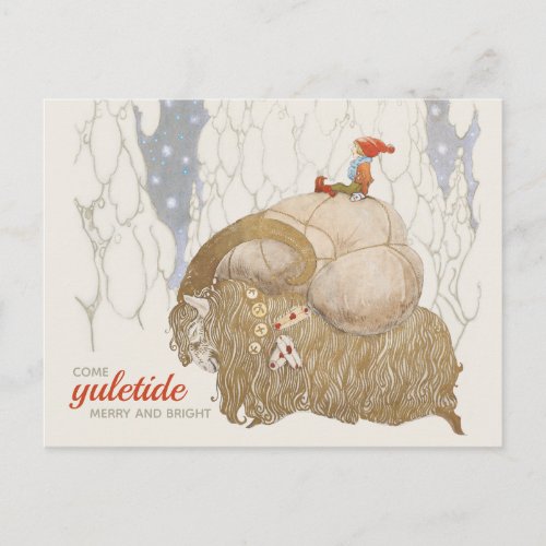 John Bauer Christmas Julbocken Yule goat CC1026 Holiday Postcard