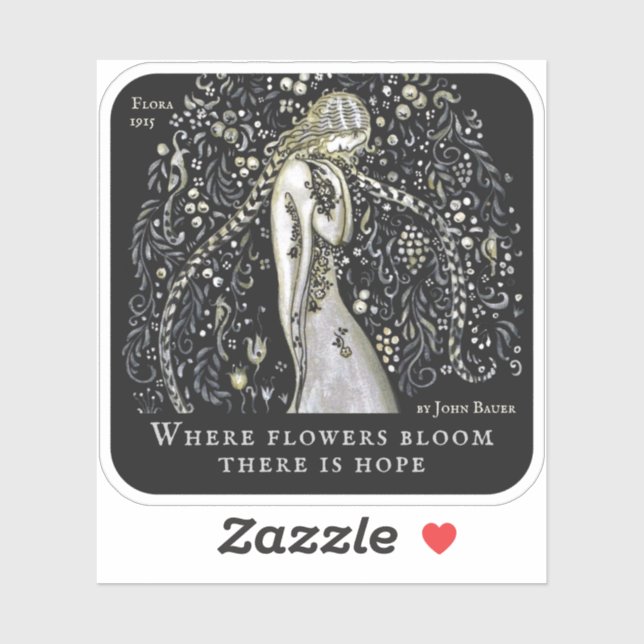 John Bauer Flora goddess Flowers spring renewal Sticker (Sheet)
