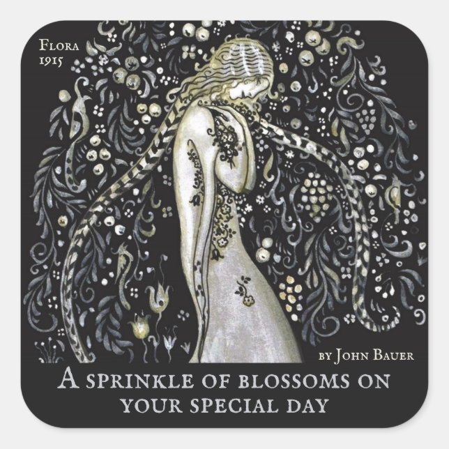 John Bauer Flower sprinkle CC1149 Celebrations Square Sticker (Front)