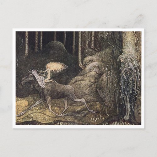 John Bauer Princess and the Elk Postcard