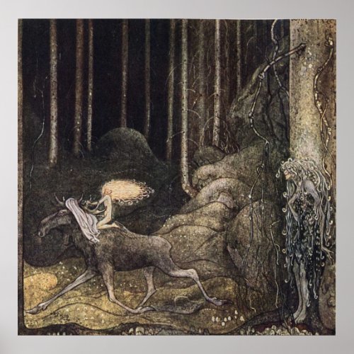 John Bauer Princess and the Elk Poster