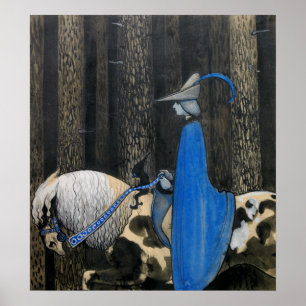 John Bauer The Blue Cloak Circa 1913 vintage art Poster