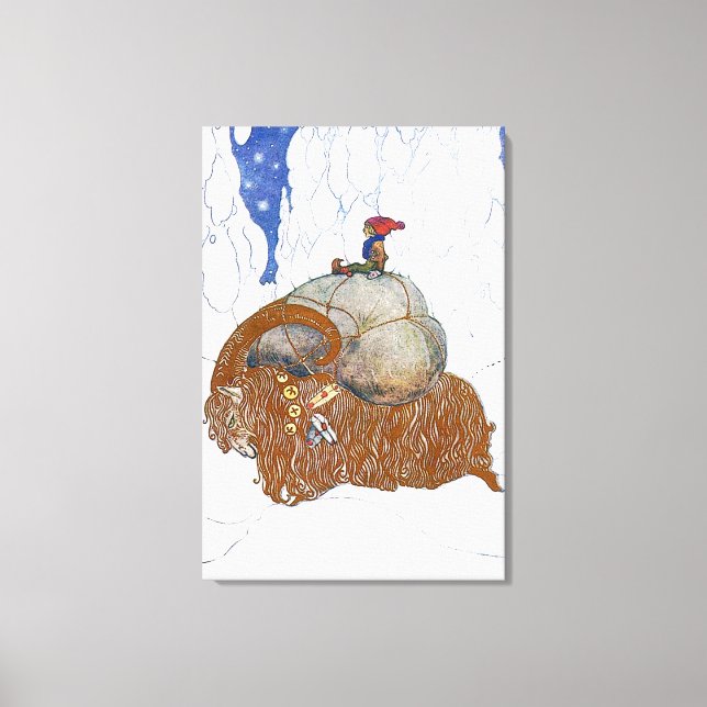 John Bauer The Christmas Goat Scandinavian Canvas Print (Front)