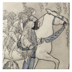 John Bauer - The Horse He Led at the Bit Ceramic Tile