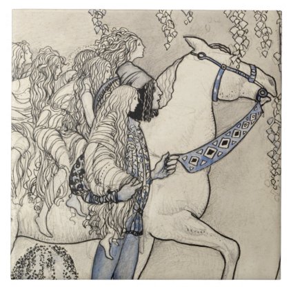 John Bauer - The Horse He Led at the Bit Ceramic Tile