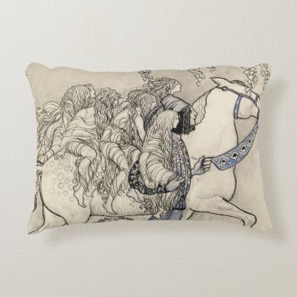 John Bauer - The Horse He Led at the Bit Decorative Pillow