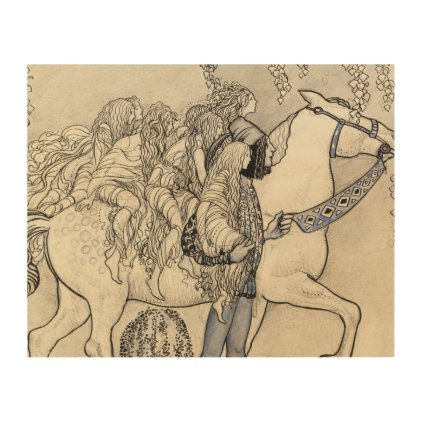 John Bauer - The Horse He Led at the Bit Wood Print