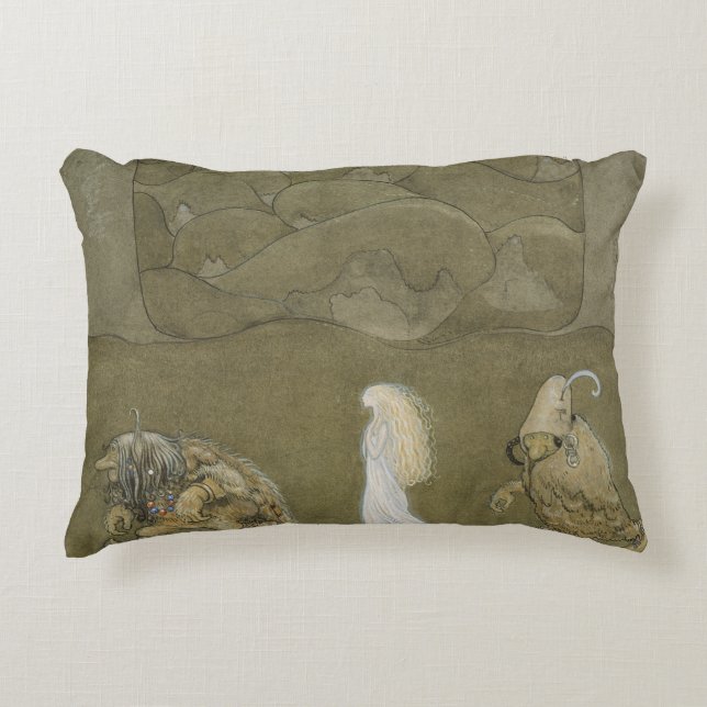 John Bauer - The Princess and the Trolls Decorative Pillow (Front)