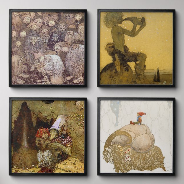 John Bauer Troll Art Peel And Stick Photo Tile (Front Set)