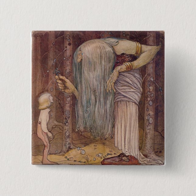 John Bauer TROLL HERB Pinback Button (Front)