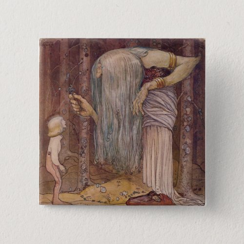 John Bauer TROLL HERB Pinback Button