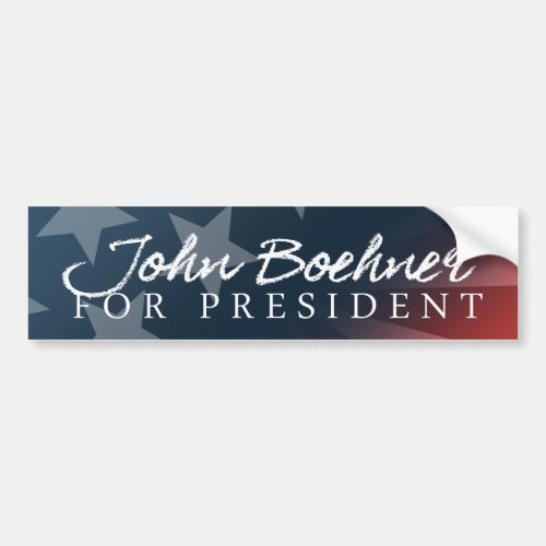 John Boehner For President Autograph White Bumper  Bumper Sticker
