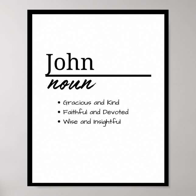 John, Boy Personalized Name Definition Poster (Front)