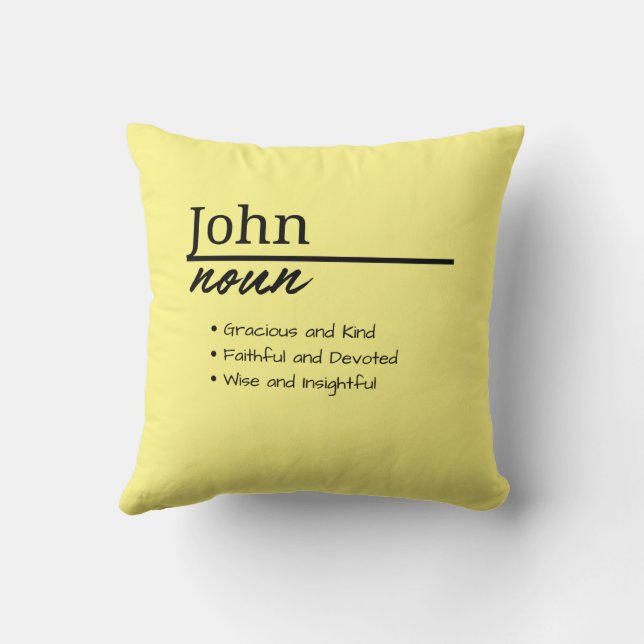 John, Boy Personalized Name Definition Throw Pillow (Back)