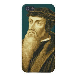 John Calvin iPhone4 Case in Sola Scriptura Cyan