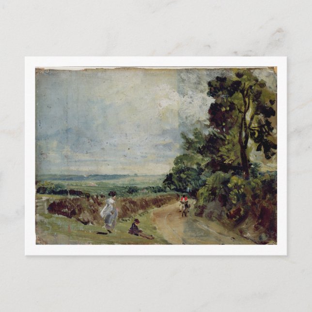 John Constable | A Country road with trees and fig Postcard (Front)