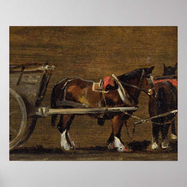 John Constable | A Farm Cart with two Horses in Ha Poster (Front)