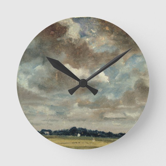 John Constable | Extensive Landscape with Gray Clo Round Clock (Front)