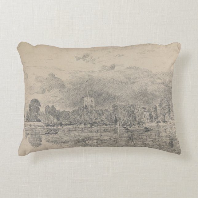 John Constable - Fulham Church Decorative Pillow (Front)