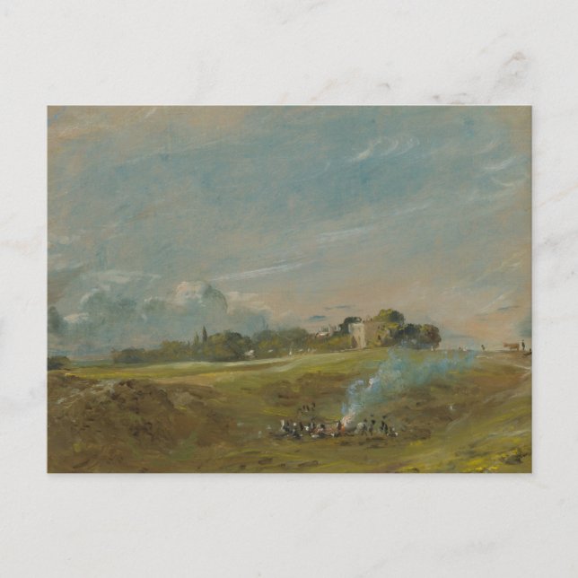John Constable - Hampstead Heath, with a Bonfire Postcard (Front)