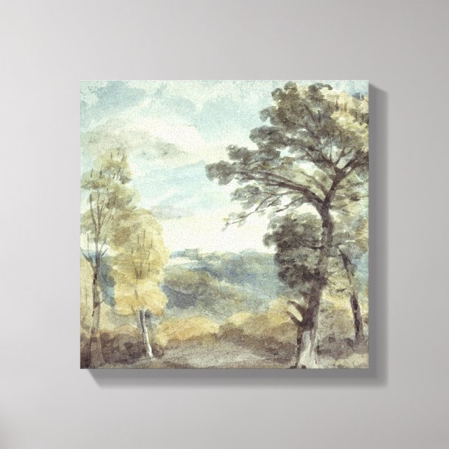 John Constable | Landscape with Trees and a Distan Canvas Print (Front)