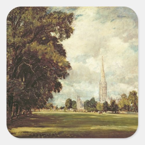 John Constable  Salisbury Cathedral from Lower Ma Square Sticker