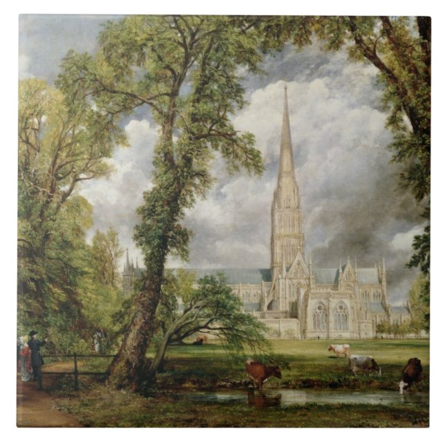 John Constable | View of Salisbury Cathedral from  Ceramic Tile (Front)