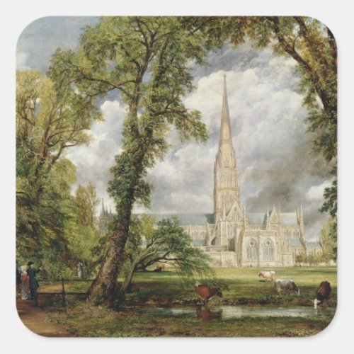 John Constable  View of Salisbury Cathedral from  Square Sticker