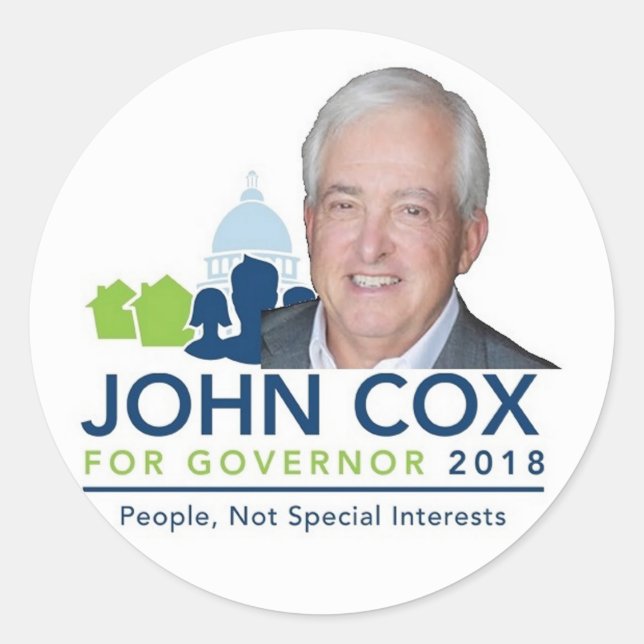 John COX Governor 2018 Classic Round Sticker (Front)