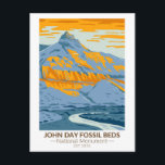 John Day Fossil Beds National Monument Oregon Post Postcard<br><div class="desc">John Day Fossil Beds vector artwork design. The park preserves a world class record of plant and animal evolution,  changing climate,  and past ecosystems.</div>
