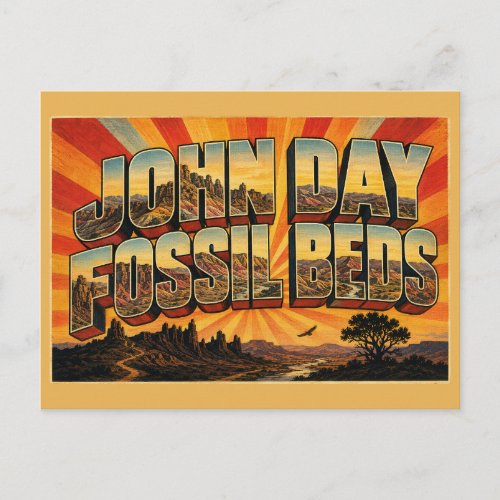 John Day Fossil Beds Oregon Badlands River Art Postcard