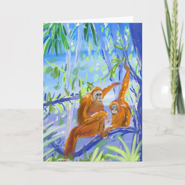 John Dyer Art Card Orangutans in Borneo (Front)