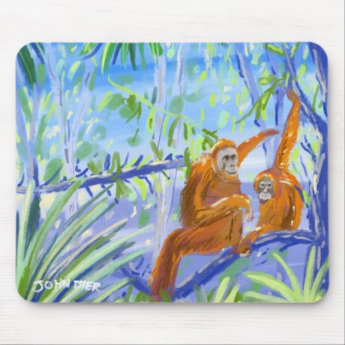 John Dyer Orangutans Mouse Mat Borneo Mouse Pad