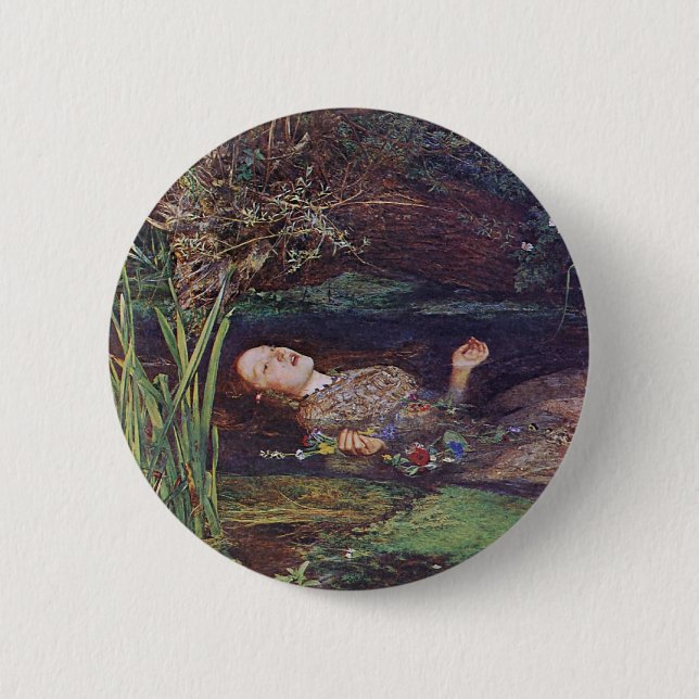 John Everett Millais Ophelia Pinback Button (Front)