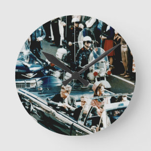 John F Kennedy and Jackie in the Motorcade Dallas Round Clock