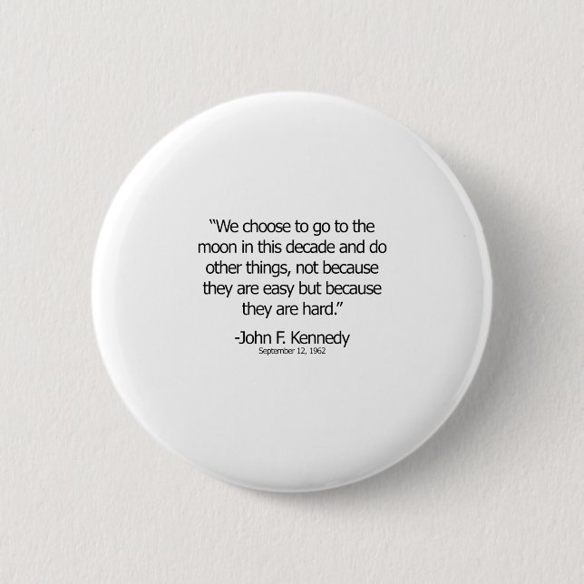 John F Kennedy Go To The Moon Black Button (Front)