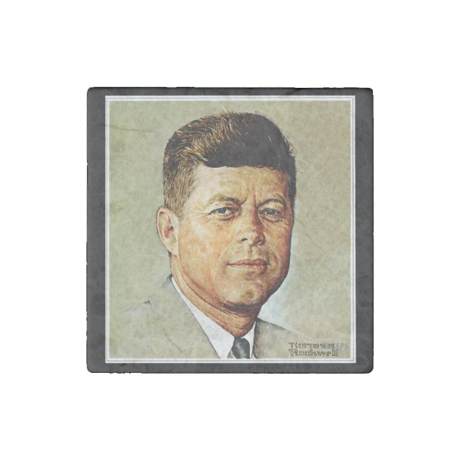 John F. Kennedy IN MEMORIAM 2 Stone Magnet (Front)