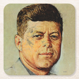 John F. Kennedy IN MEMORIAM Square Paper Coaster